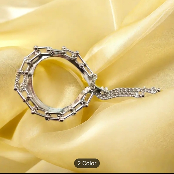 Jewelry - 🩶🩶NEW🩶🩶 GORGEOUS!! 2PC Chain Link and Herringbone CZ Bracelet Set in SILVER